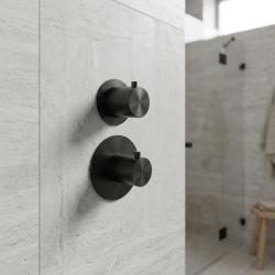 Aquanello Eterna Matsvart infälld termostat med omställningsventil ET-S-SET11-1-10